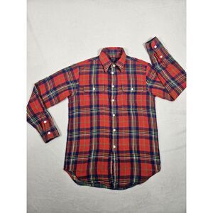 Ralph Lauren Men's Regular‎ Fit Shirt Blue Yellow Red Button Up Plaid Flannel